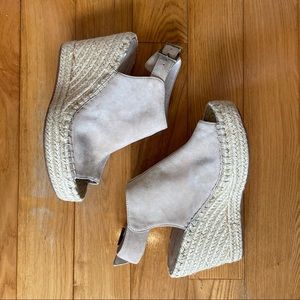 Kenneth Cole Tan Leather Suede Espadrille Wedge Sandals. Size 7.5